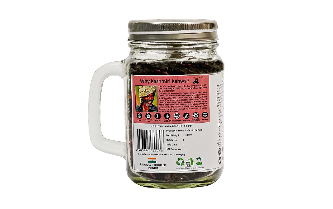Kiwi Kisan Window Kashmiri Kahwa With Blended Saffron   Glass Jar  100 grams